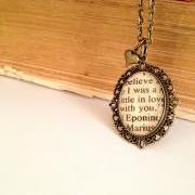 Eponine and Marius from Les Miserables Antiqued Bronze Book Page Necklace