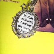  Perks of Being a Wallflower And in that moment, I swear we were infinite, Antiqued Bronze or Silver Customisable Book Page Necklace
