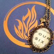 Four and Six Divergent by Veronica Roth Antiqued Bronze Book Page Necklace
