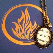 Tobias Four Dauntless Antiqued Bronze Book Page Necklace from Veronica Roth's Divergent