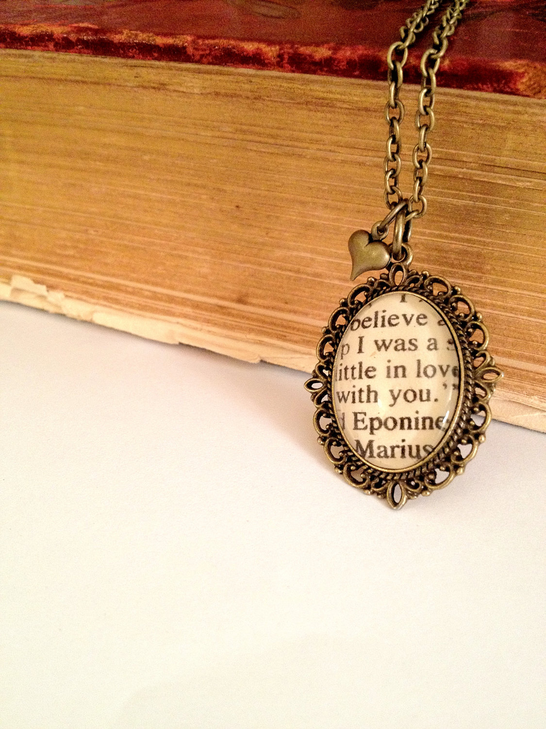 Eponine And Marius From Les Miserables Antiqued Bronze Book Page Necklace