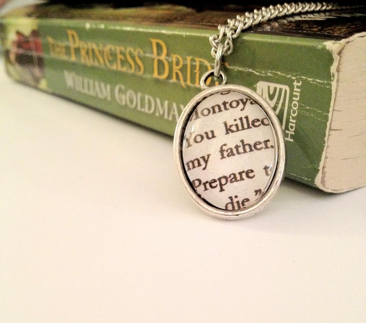 Inigo Montoya Quote Antiqued Silver Book Page Necklace From The Princess Bride You Killed My Father Prepare To Die