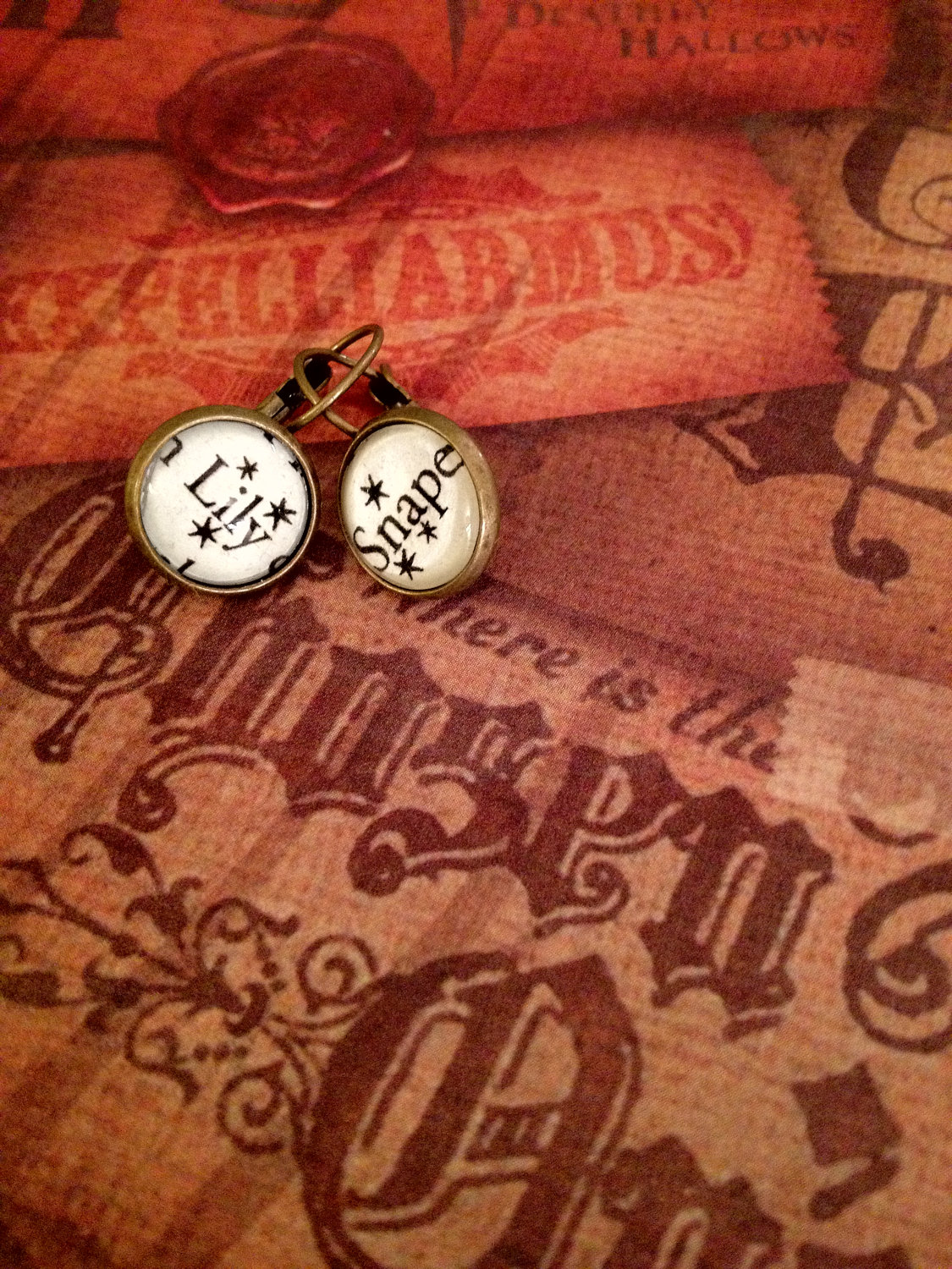 Lily And Snape Harry Potter Dangling Or Post Antiqued Bronze Book Page Earrings J.k. Rowling