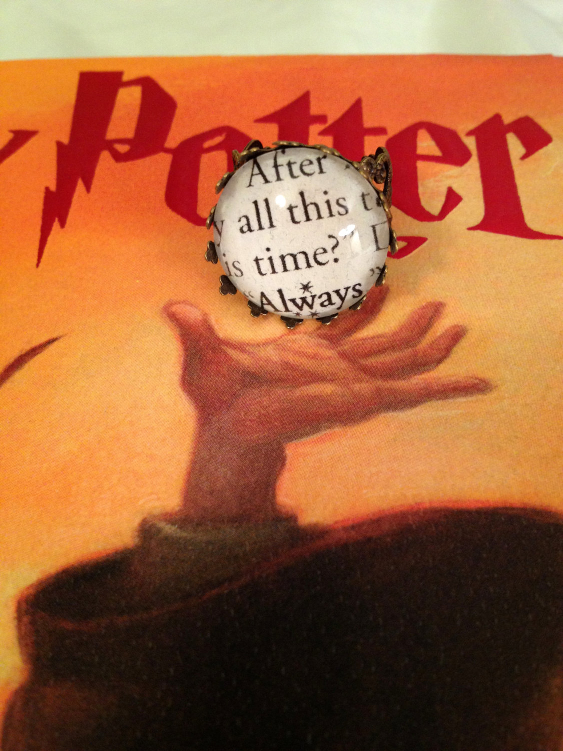 After All This Time Always Harry Potter Antiqued Bronze Ornate Book Page Ring Snape Dumbledore Lily