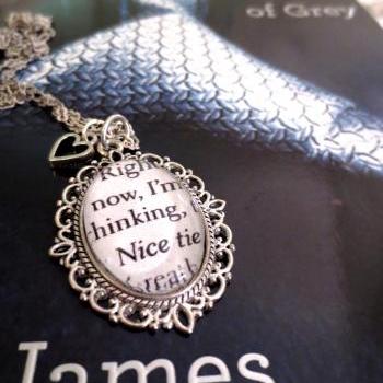 Fifty Shades of Grey Right now I'm thinking Nice tie Antiqued Silver Ornate Book Page Necklace